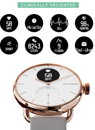 Withings ScanWatch hybridiälykello 38 mm (ruusukulta)