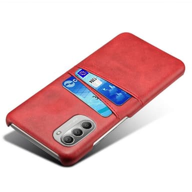 SKALO Moto G51 PU-nahkainen Korttikotelo - Punainen