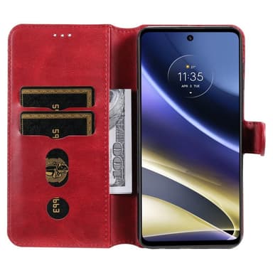 SKALO Moto G51 Classic Lompakkokotelo - Punainen
