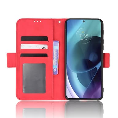 SKALO Moto G31 / G41 6-lokeroa Lompakkokotelo - Punainen