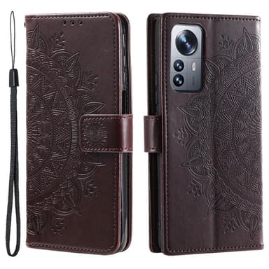 SKALO Moto G31 / G41 Mandala lompakkokotelo - Tummanruskea