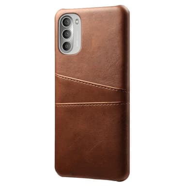 SKALO Moto G51 PU-nahkainen Korttikotelo - Tummanruskea