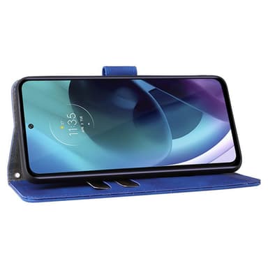 SKALO Moto G31 / G41 Matt PU Nahka lompakkokotelo - Sininen