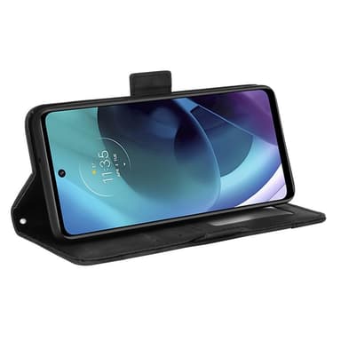SKALO Moto G51 6-lokeroa Lompakkokotelo - Musta