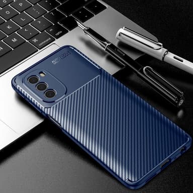 SKALO Moto G51 Carbon Fiber TPU-suojakuori - Sininen