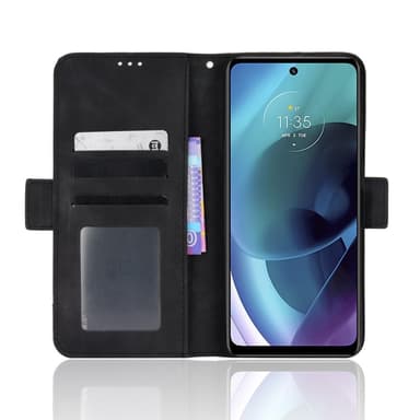 SKALO Moto G51 6-lokeroa Lompakkokotelo - Musta