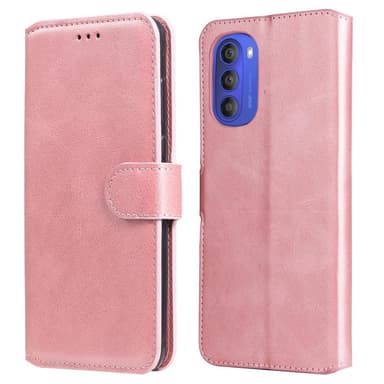 SKALO Moto G51 Classic Lompakkokotelo - Ruusukulta