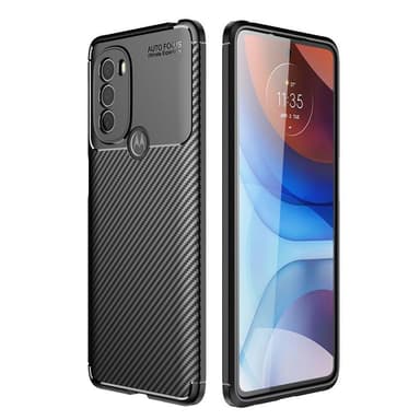 SKALO Moto G31 / G41 / G71 Carbon Fiber TPU-suojakuori - Musta