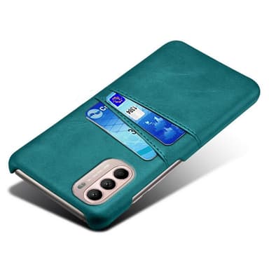 SKALO Moto G31 / G41 PU-nahkainen Korttikotelo - Turkoosi