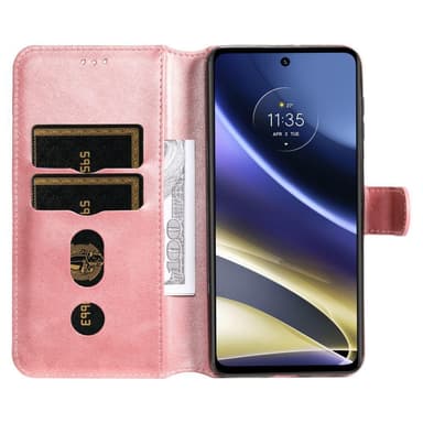SKALO Moto G51 Classic Lompakkokotelo - Ruusukulta