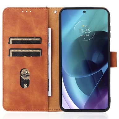 SKALO Moto G31 / G41 Matt PU Nahka lompakkokotelo - Ruskea