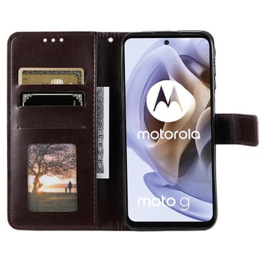 SKALO Moto G31 / G41 Mandala lompakkokotelo - Tummanruskea