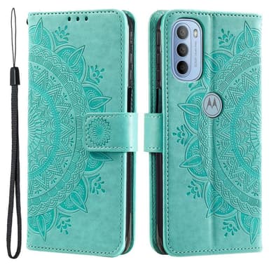 SKALO Moto G31 / G41 Mandala lompakkokotelo - Turkoosi