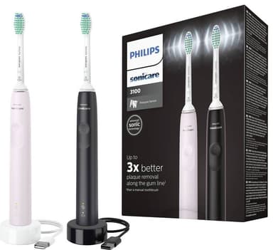 Philips Sonicare 3100 sähköhammasharja 2 kpl HX367515 (pinkki/musta)