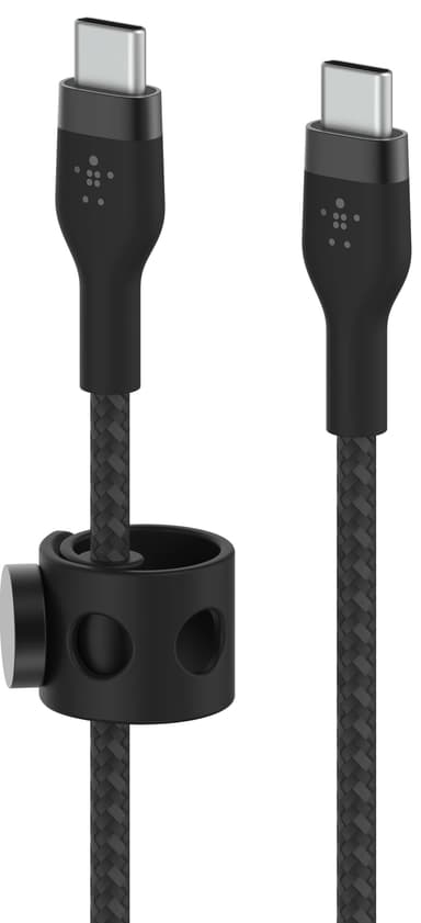 Belkin USB-C - USB-C punottu silikonikaapeli 3 m (musta)