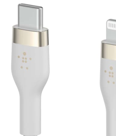 Belkin USB-C - Lightning punottu silikonikaapeli 3 m (valkoinen)