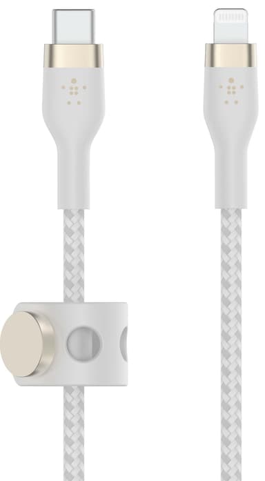 Belkin USB-C - Lightning punottu silikonikaapeli 3 m (valkoinen)