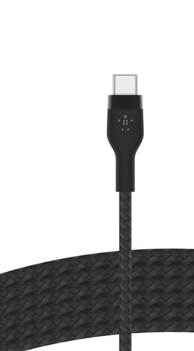 Belkin USB-C - USB-C punottu silikonikaapeli 3 m (musta)