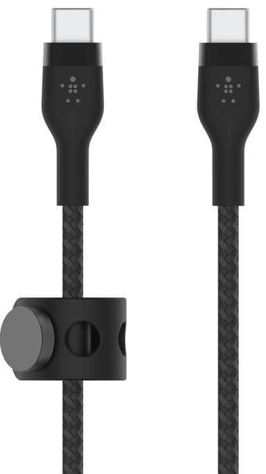 Belkin USB-C - USB-C punottu silikonikaapeli 3 m (musta)