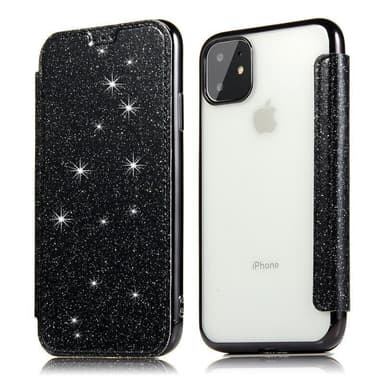 SKALO iPhone 11 Pro Max Lompakkokotelo TPU Ultra Ohut Glitter - Musta