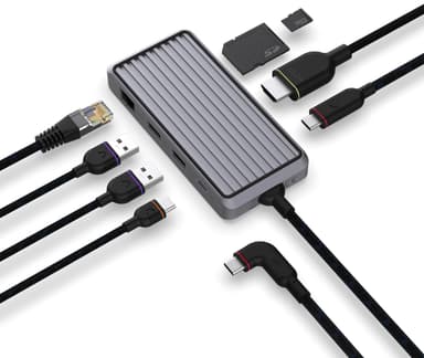 Unisynk 8-Port USB-C hubi (harmaa)