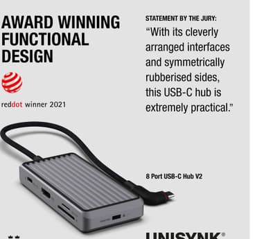 Unisynk 8-Port USB-C hubi (harmaa)