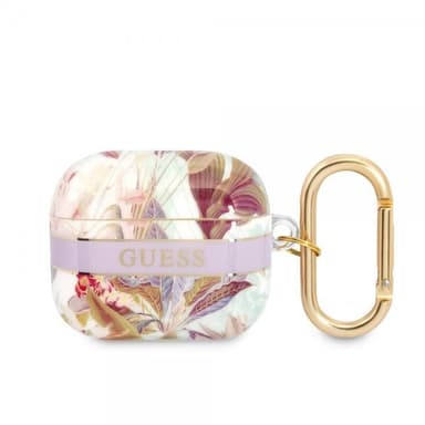 Guess AirPods 3 Kuori Flower Print & Gold Hook Violetti