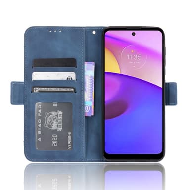 SKALO Moto E20/E30/E40 6-lokeroa Lompakkokotelo - Sininen