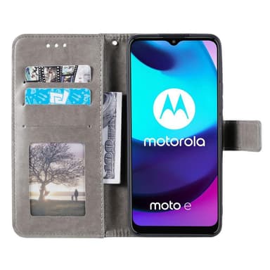 SKALO Moto E20/E30/E40 Mandala lompakkokotelo - Harmaa