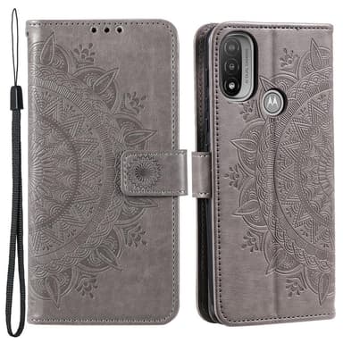 SKALO Moto E20/E30/E40 Mandala lompakkokotelo - Harmaa