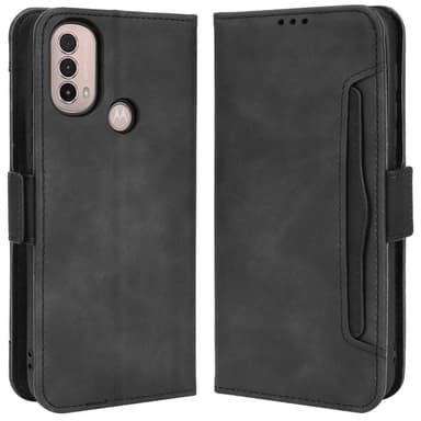 SKALO Moto E20/E30/E40 6-lokeroa Lompakkokotelo - Musta