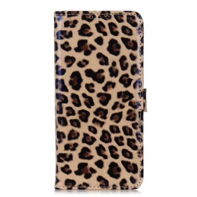 SKALO Moto E20/E30/E40 Leopardikuvioinen lompakkokotelo PU-nahasta.