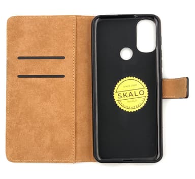 SKALO Moto E20/E30/E40 Lompakkokotelo Aitoa nahkaa - Punainen