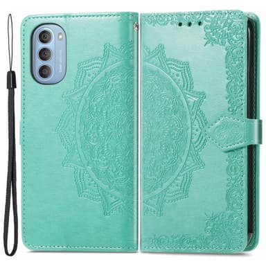 SKALO Moto G51 Mandala lompakkokotelo - Turkoosi
