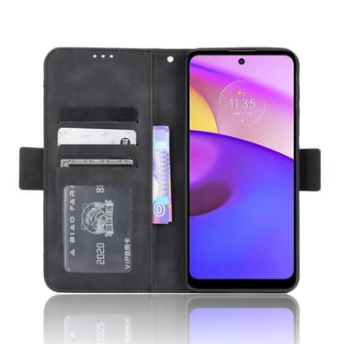 SKALO Moto E20/E30/E40 6-lokeroa Lompakkokotelo - Musta