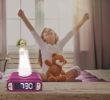 Herätyskello, jossa on yövalo 3D-muotoilu Frozen Elsa ja äänitehosteet