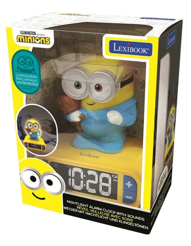 Herätyskello, jossa on yövalo 3D-muotoilu Minions ja äänitehosteet