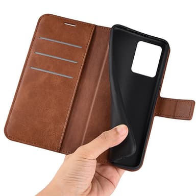 SKALO Motorola Moto G14 Premium Wallet Lompakkokotelo - Ruskea