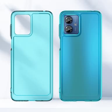 SKALO Motorola Moto G14 Läpinäkyvä TPU Metal Buttons Suojakuori - Turkoosi