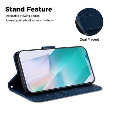 SKALO Motorola Moto G14 Kohokuvioitu tiikerilompakko - Tummansininen