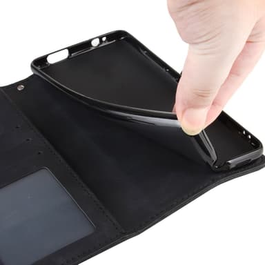 SKALO Motorola Moto G14 6-lokeroa Lompakkokotelo - Musta