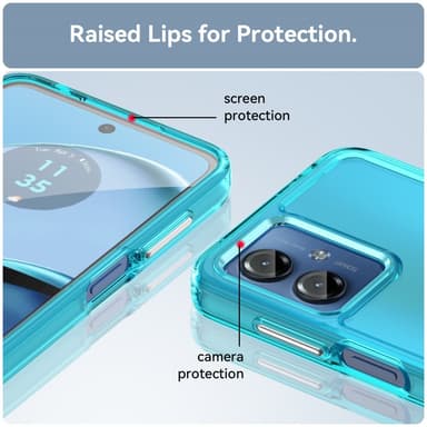 SKALO Motorola Moto G14 Läpinäkyvä TPU Metal Buttons Suojakuori - Turkoosi