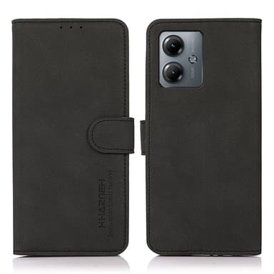 SKALO Motorola Moto G14 KHAZNEH Lompakkokotelo PU-nahasta - Musta