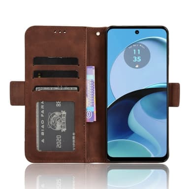 SKALO Motorola Moto G14 6-lokeroa Lompakkokotelo - Ruskea