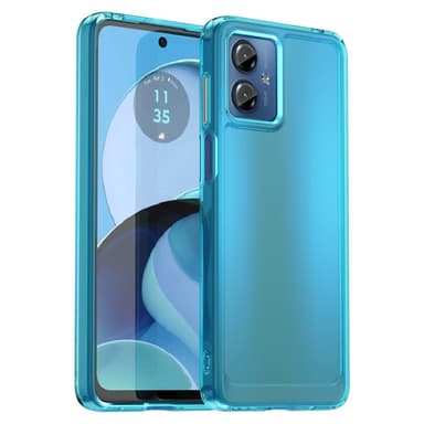 SKALO Motorola Moto G14 Läpinäkyvä TPU Metal Buttons Suojakuori - Turkoosi
