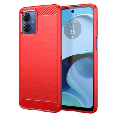 SKALO Motorola Moto G14 Armor Carbon Iskunkestävä TPU suojakuori - Punainen
