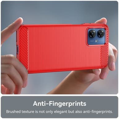 SKALO Motorola Moto G14 Armor Carbon Iskunkestävä TPU suojakuori - Punainen