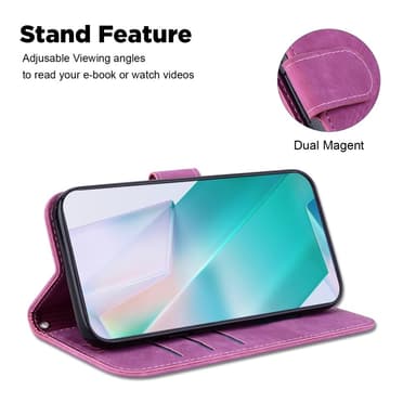 SKALO Motorola Moto G14 Kohokuvioitu tiikerilompakko - Cerise
