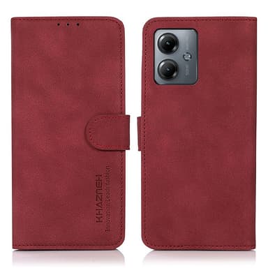 SKALO Motorola Moto G14 KHAZNEH Lompakkokotelo PU-nahasta - Punainen