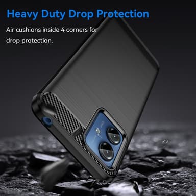 SKALO Motorola Moto G14 Armor Carbon Iskunkestävä TPU suojakuori - Musta